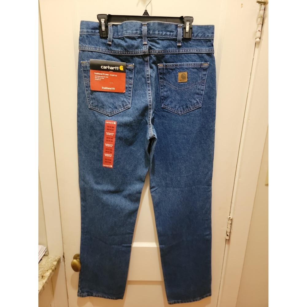 Carhartt Traditional Fit Straight Leg Jeans Mens 33x32 Blue Denim B180 DST NEW
